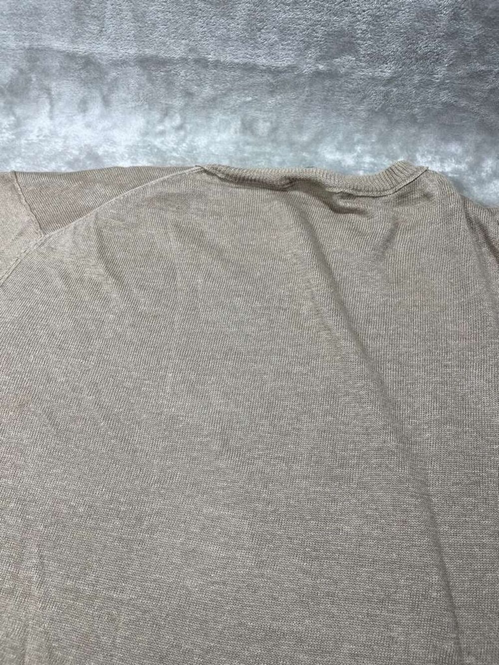 Naked Cashmere 100% Linen Sweater Mens XXL Taupe V-Neck Long Sleeve Top